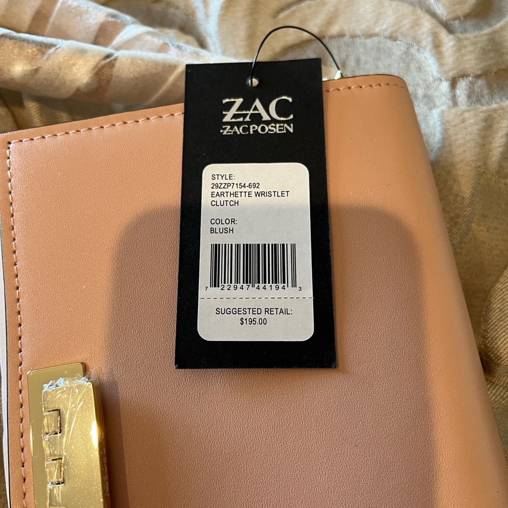 NWT ZAC Zac Posen Earthette Blush Pink Clutch - Picture 2 of 11